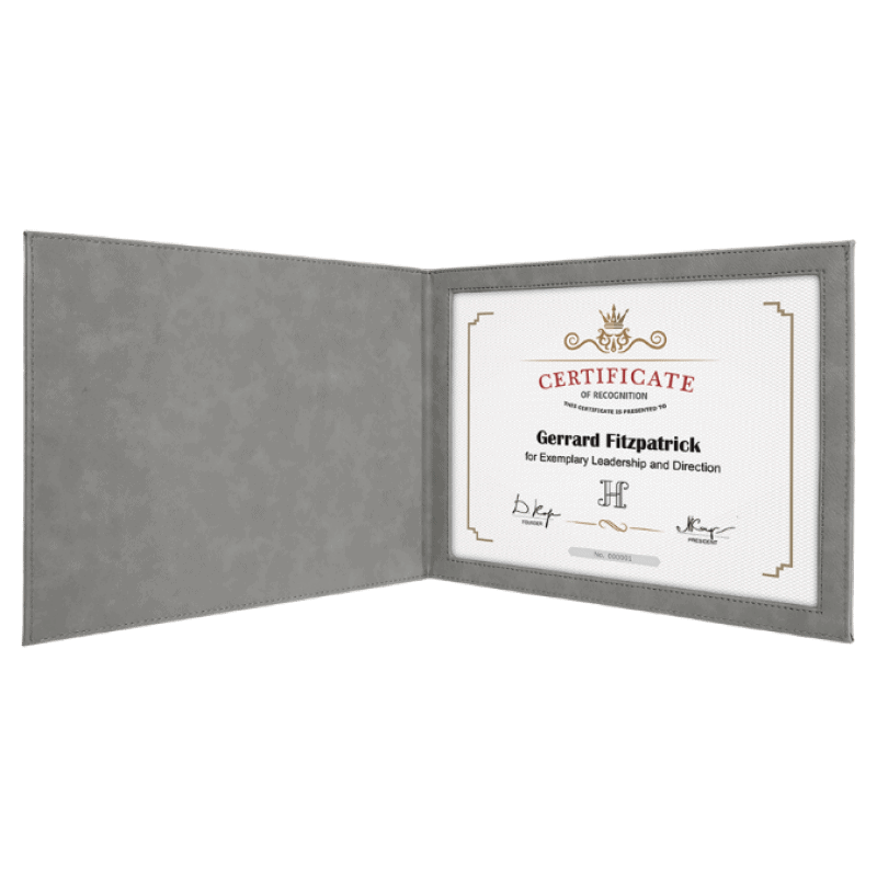 Gray Leatherette Certificate Holder